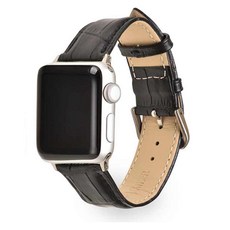 Apple Watch 5 4 3 2 皮革 運動 金屬 米蘭式錶環 錶帶 腕帶 38 40mm 相容, 黑色, 1個
