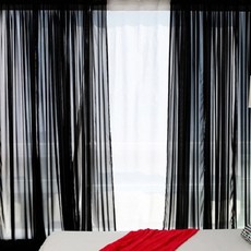 Mamere 雪紡窗簾 2p, 黑色