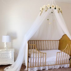 玫瑰花環網紗吊頂式蚊帳, 白色