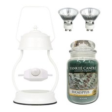 YANKEE CANDLE 香氛蠟燭 尤加利樹+造型融燭燈+燈泡 2入, 雪