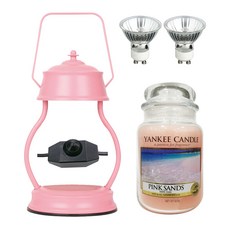 YANKEE CANDLE 香氛蠟燭+蠟燭暖燈+燈泡 2入, 粉色的