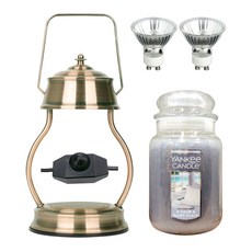 YANKEE CANDLE 可調光融燭燈+香氛蠟燭 寧靜 L號+燈泡 2入, 復古（蠟燭加熱器）