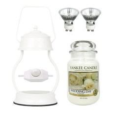 洋基蠟燭婚禮日 + Stella 蠟燭加熱器 + 燈泡 2 件套, 雪