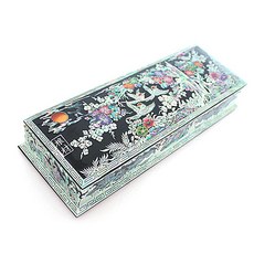 螺鈿漆梅花自動刺繡筆盒, 1個