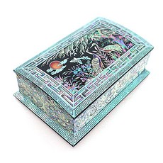 螺鈿漆自動伸縮鶴安 黑色名片盒, 1個