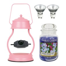 YANKEE CANDLE 香氛蠟燭+蠟燭暖燈+燈泡 2入, 粉色的