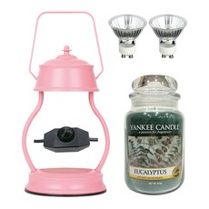YANKEE CANDLE 香氛蠟燭 尤加利樹+造型融燭燈+燈泡 2入, 粉色的