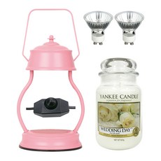 YANKEE CANDLE 香氛蠟燭+蠟燭暖燈+燈泡 2入, 粉色的