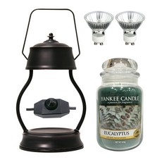 YANKEE CANDLE 可調光融燭燈+香氛蠟燭 水景花園 L號+燈泡 2入, 青銅（蠟燭加熱器）