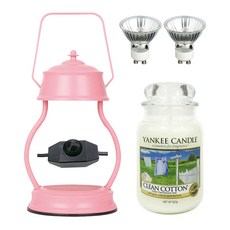 YANKEE CANDLE 香氛蠟燭+蠟燭暖燈+燈泡 2入, 粉色的