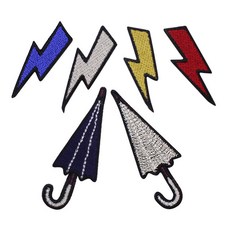 Fashion Point 迷你刺繡 Wapen Lightning 4 款+雨傘 2 款套組, 閃電（紅、白、黃、藍）、傘（海軍、銀）, 1套