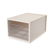 GUNU滑動透明文件整理箱, 淺褐色的, 4層