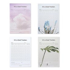 PAPERIAN 目標追蹤器 100日用 A4 4件組, 白色, 風信子, 粉紅天空, 龜背芋, 1個