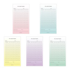 PAPERIAN 目標追蹤器 100天 5件組, 漸層玉色, 漸層紫色, 漸層黃色, 漸層天藍色, 漸層淡粉色