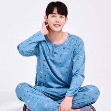 eline 男士皇冠長袖居家服上下睡衣套裝