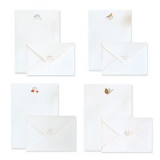 PAPERIAN From the Forest 森林來信信紙組 4件組, 知更鳥, 刺蝟, 蘑菇, 松果, 1套