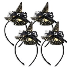 可愛女巫帽髮箍, 金色, 4個