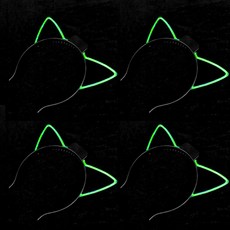 PARTYHAE LED發光線貓咪髮箍, 綠色, 4個