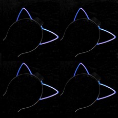 LED發光鐵絲貓咪髮箍, 藍色, 4個