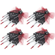 蝴蝶結骷髏手髮夾, 混合色, 4個