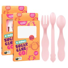 Kiddlez 孩童環保湯匙叉子組, 粉色, 2組