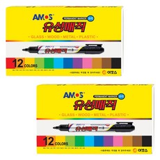 AMOS 阿摩司 油性麥克筆 12種組, 混色, 2套