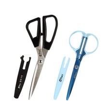 Peace Tools 平和安全蓋剪刀 P-210S + 藍色鈦金屬蓋剪刀, 1套, 安全蓋剪刀(黑色), 鈦金屬蓋剪刀(藍色)