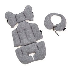 essian 嬰兒車椅墊+頸墊組, 黑色, 1入