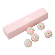 Ding Dong寵物貓毛球舒適球, 粉色+薄荷, 5個