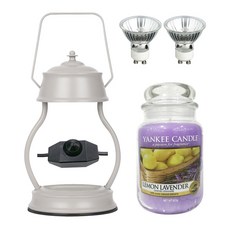YANKEE CANDLE 檸檬薰衣草香氛蠟燭+蠟燭加熱器+燈泡 2入, 灰色的