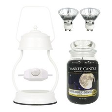 YANKEE CANDLE 造型融燭燈+香氛蠟燭 仲夏之夜+燈泡 2入, 雪