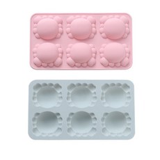 6格矽膠螃蟹造型模具, 藍色, 粉色, 1套