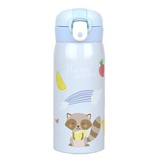 애니멀프렌즈 원터치 보온보냉 텀블러 너구리, 블루, 350ml, 1개