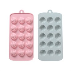 迷你玫瑰15孔粉彩矽膠模具, 藍色, 粉紅色, 1套