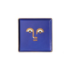 北歐現代風人臉飾品盤, 藍色