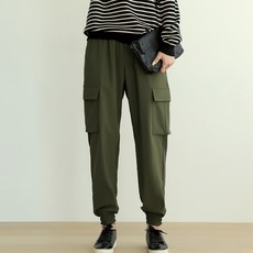 BBAEBBAE 女款抽繩鬆緊腰工裝口袋束口褲