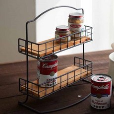 鐵製框架原木2層置物架, 1個