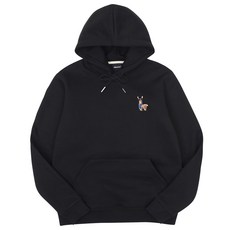 Okstar 中性款羊駝刺繡刷毛連帽長袖上衣