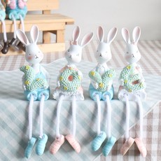 MORIANN 時尚兔子四劍客裝飾公仔雕像, 混合色