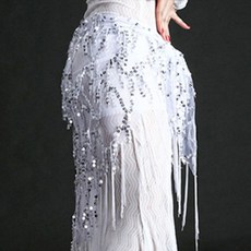 DRESSMALL 三角亮片圍巾圍巾肚皮舞服, 銀