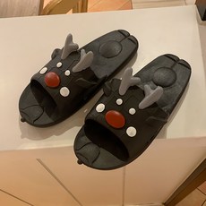 I Luv Home 魯道夫馴鹿防滑浴室拖鞋, 黑色, 1個