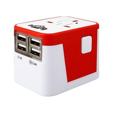 트리피그 멀티 플러그 여행용 아답터 레드, 1개