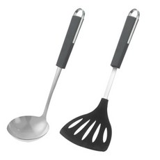 GENIAL 不鏽鋼煎勺+不鏽鋼湯匙 C款, 灰色