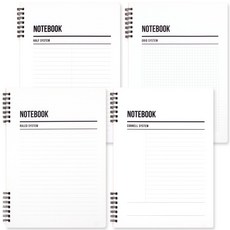 moong9 PP線圈封面筆記本, 筆記，統治，康奈爾，網格，豎琴, 4個