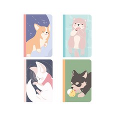 플레플레 슈슈 체크노트 4종세트, 드리밍도기, 화이트폭스, 아기해달, 프랜들리도기, 1세트