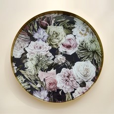 復古圖案圓形托盤, 花