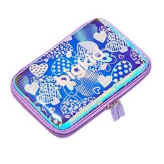 k.i.d 插畫圖案硬殼鉛筆盒, 全息反光愛心, 1個