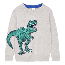 GAP 男童側面圖案圓領針織衫