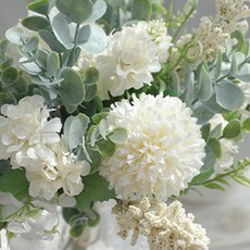 미스모네 조화 모브 유칼립투스 꽃다발, 아이보리, 1개
