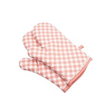 Yums格紋蕾絲烤箱手套, 粉色的, 1個